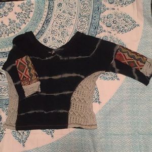 Tie die lace Aztec sweater shirt